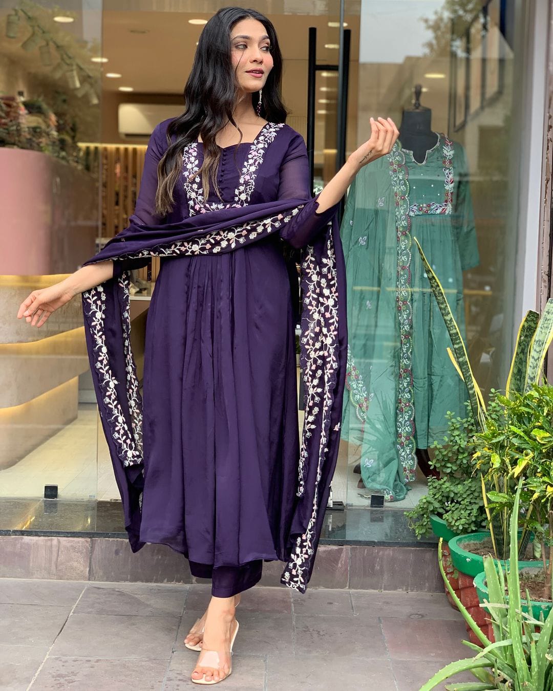 WOMEN ANARKALI STRAIGHT KURTA SET