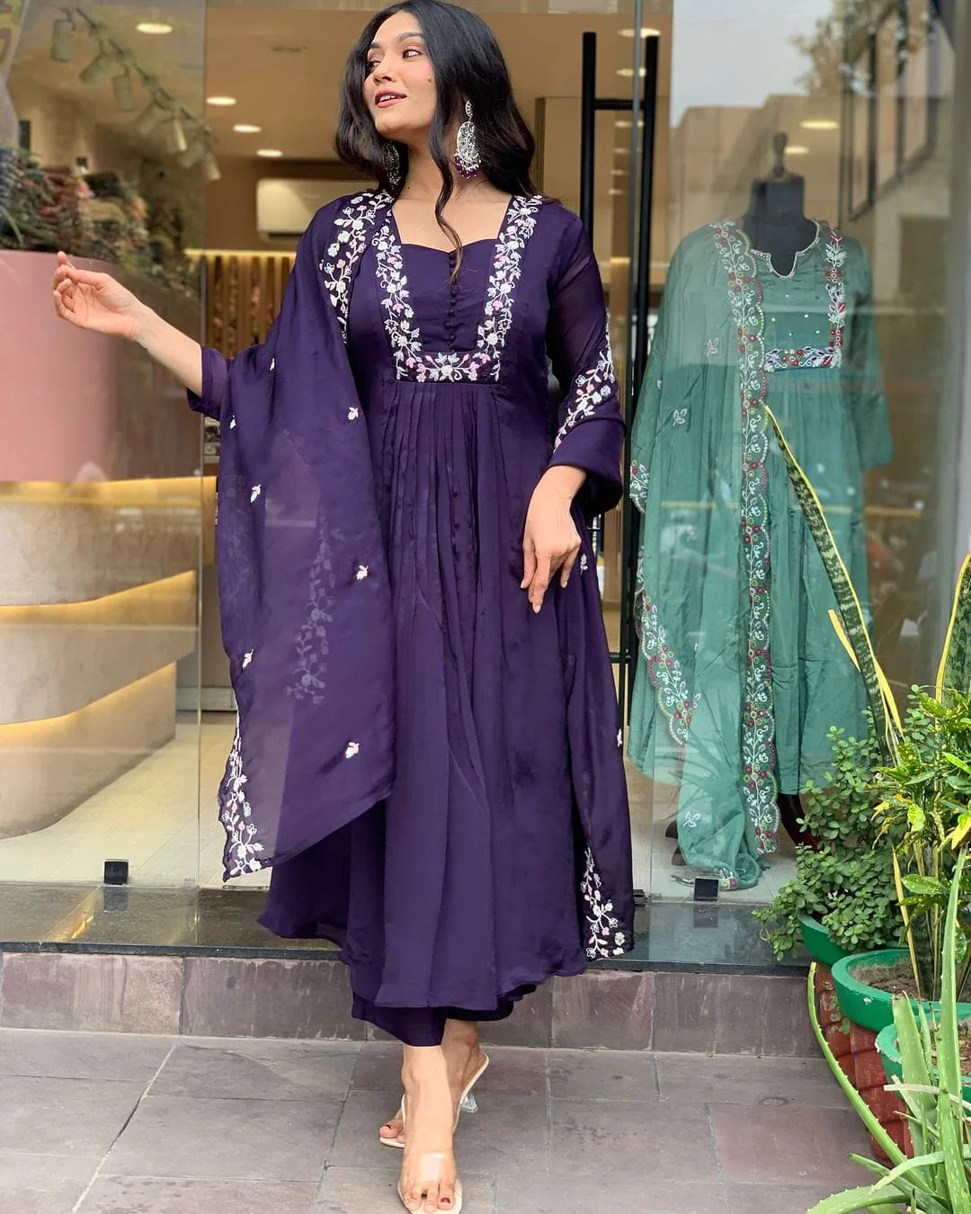 WOMEN ANARKALI STRAIGHT KURTA SET