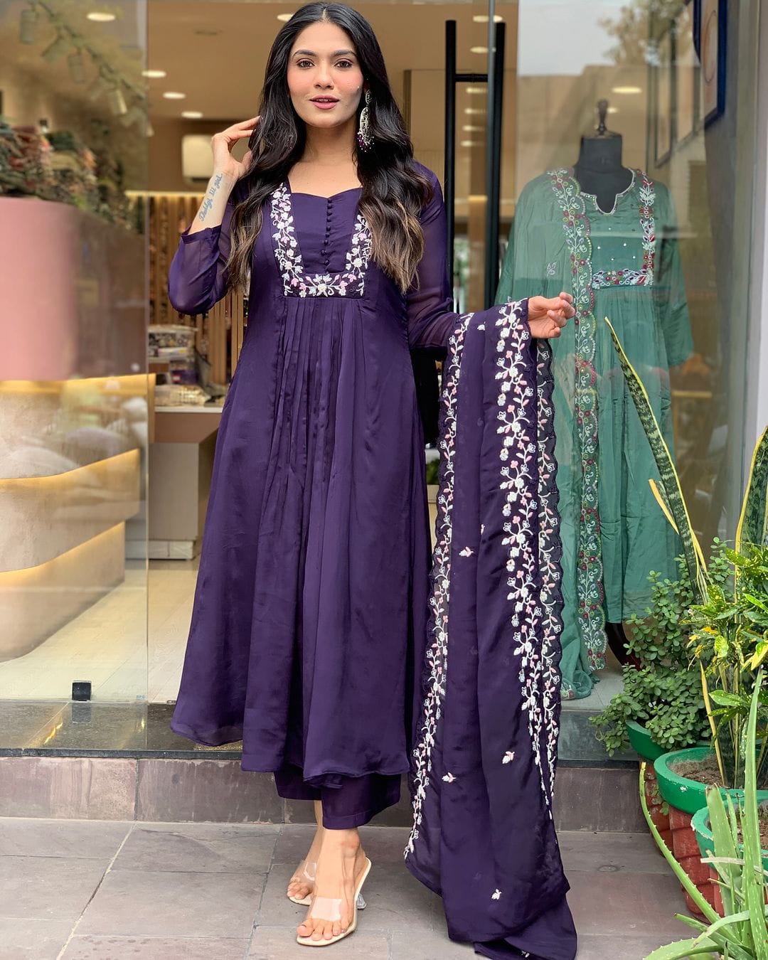 WOMEN ANARKALI STRAIGHT KURTA SET