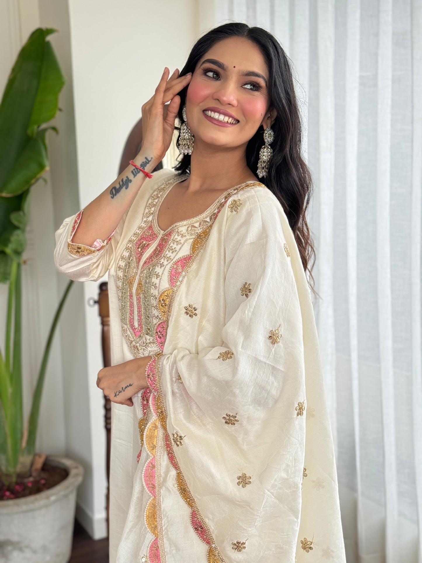 WOMEN ANARKALI MIRROR WORK KURTA SET