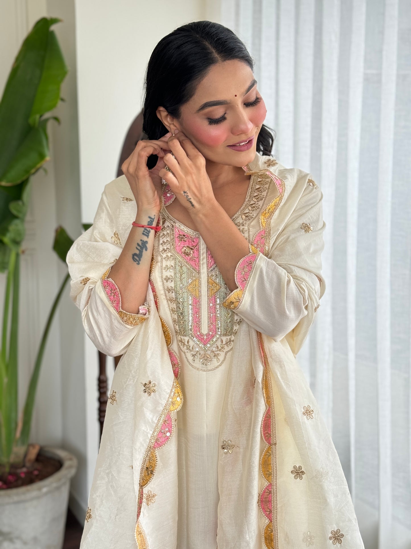 WOMEN ANARKALI MIRROR WORK KURTA SET
