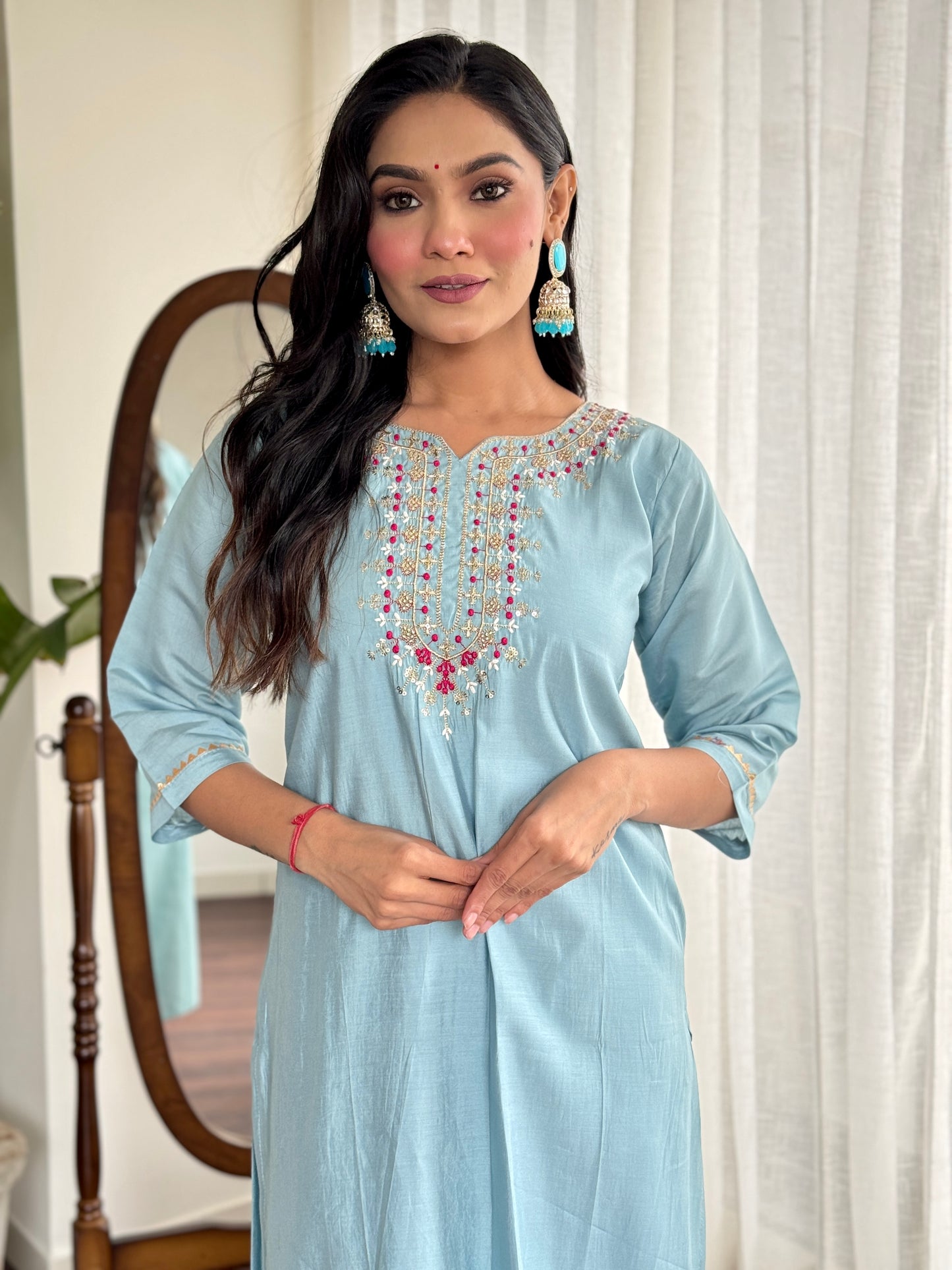 WOMEN LEHERIYA KURTA SET