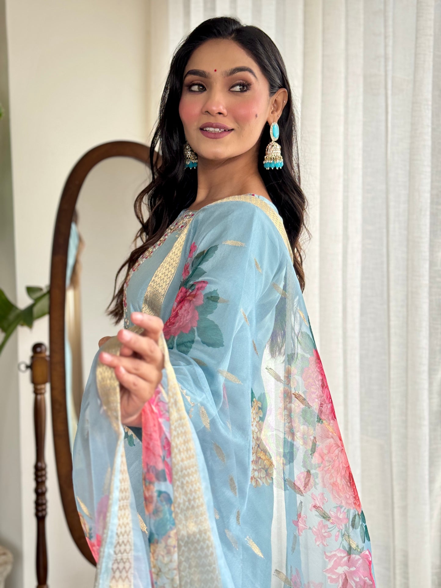 WOMEN LEHERIYA KURTA SET
