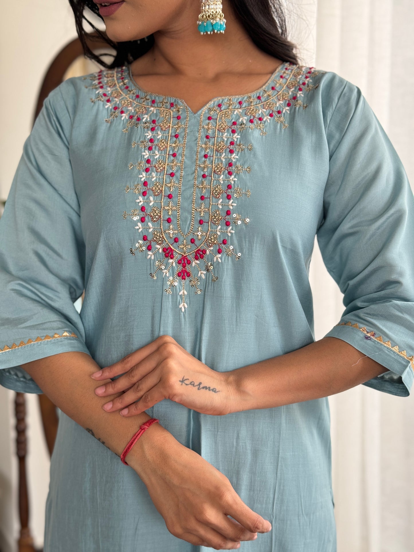 WOMEN LEHERIYA KURTA SET