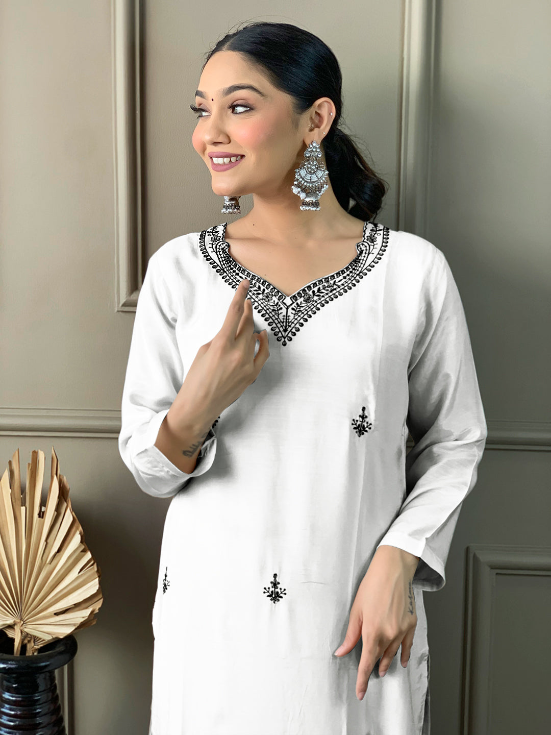 WOMEN CHANDERI KURTA SET