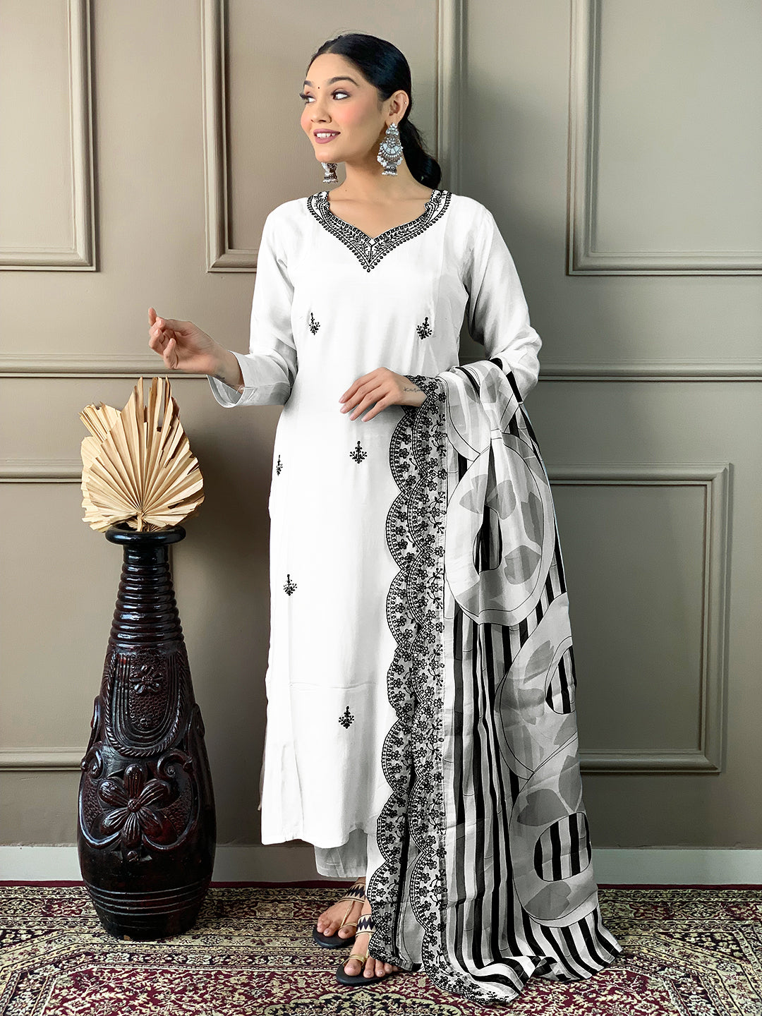 WOMEN CHANDERI KURTA SET