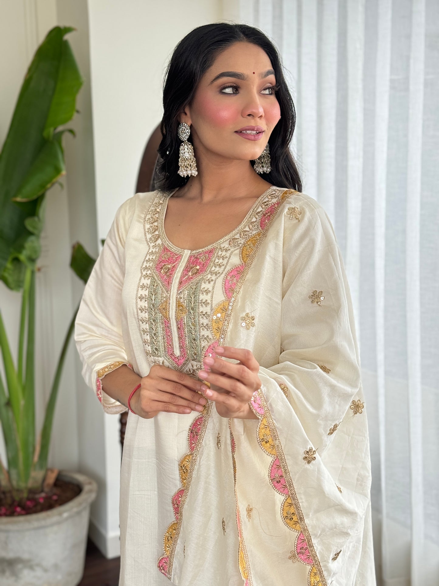 WOMEN ANARKALI MIRROR WORK KURTA SET