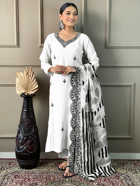 WOMEN CHANDERI KURTA SET