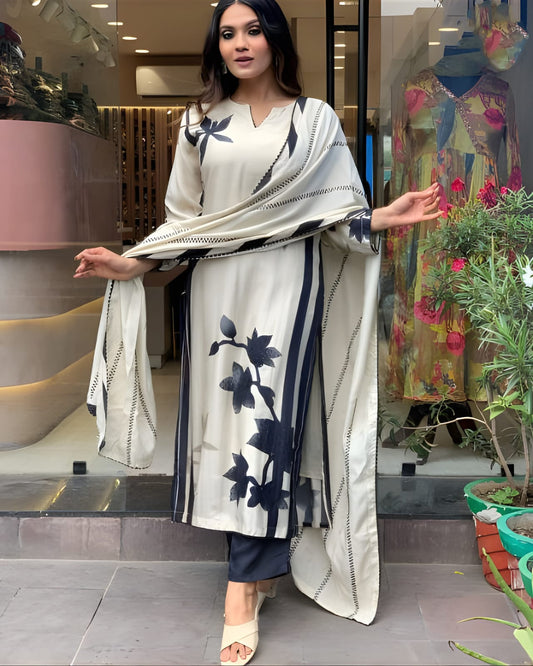WOMEN FLORAL PRINT STRAIGHT KURTA SET